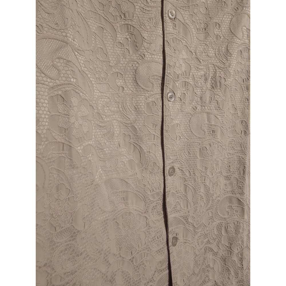 NWT Mens XXL Short Sleeve Button Up Shirt Cotton Lace Lilac Cuban Style Collar - Picture 6 of 16